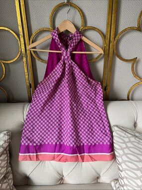 Banana Republic Purple and Pink Halter Neck Tank Top (100% SATIN)